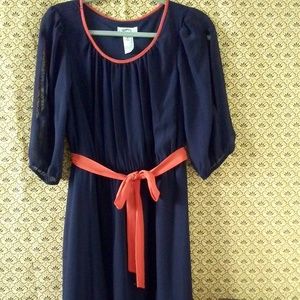 Navy Blue & Orange Dress- Sweet Storm